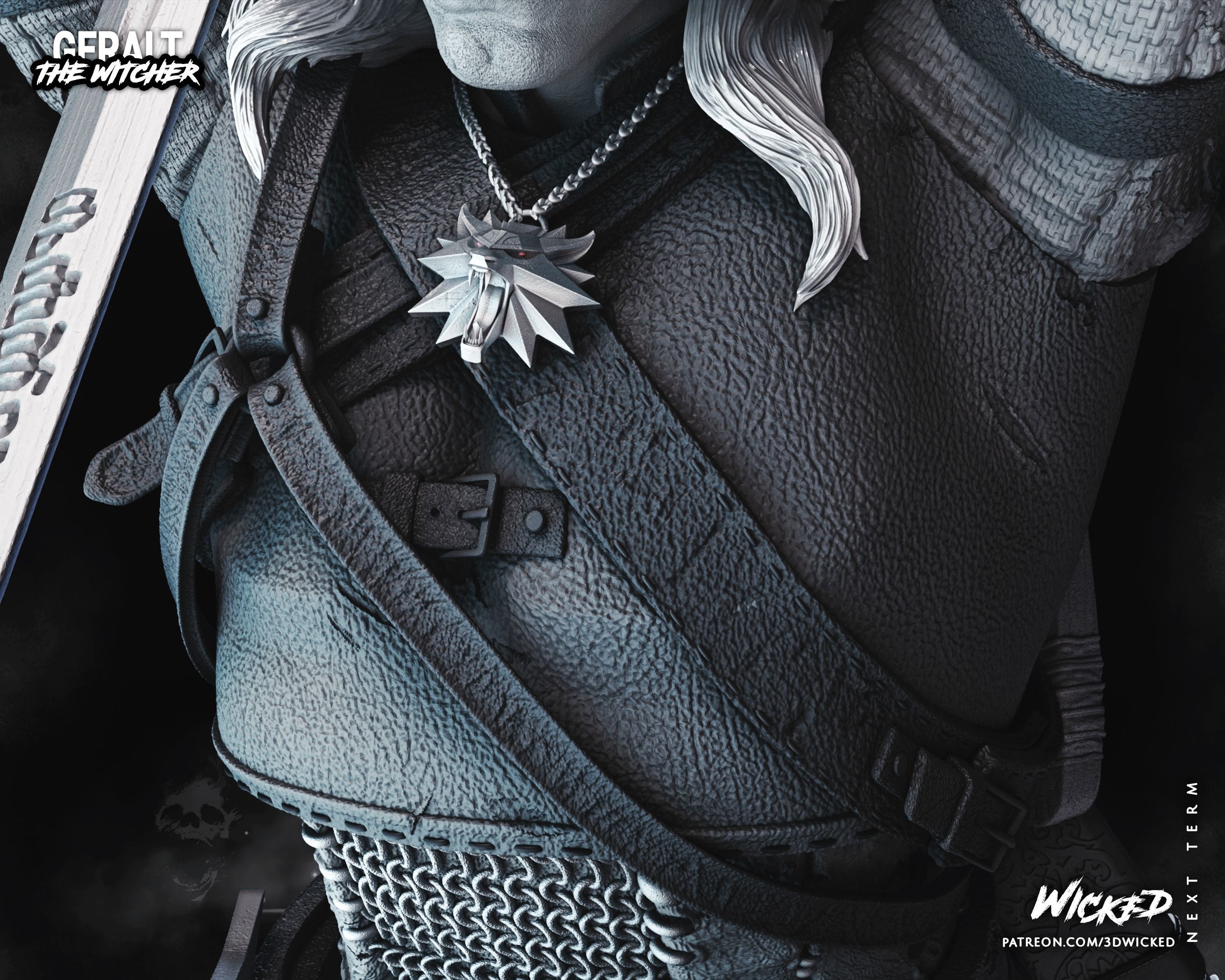 Geralt de Rivia Sculpture Tested for 3D printing 3D print model_58