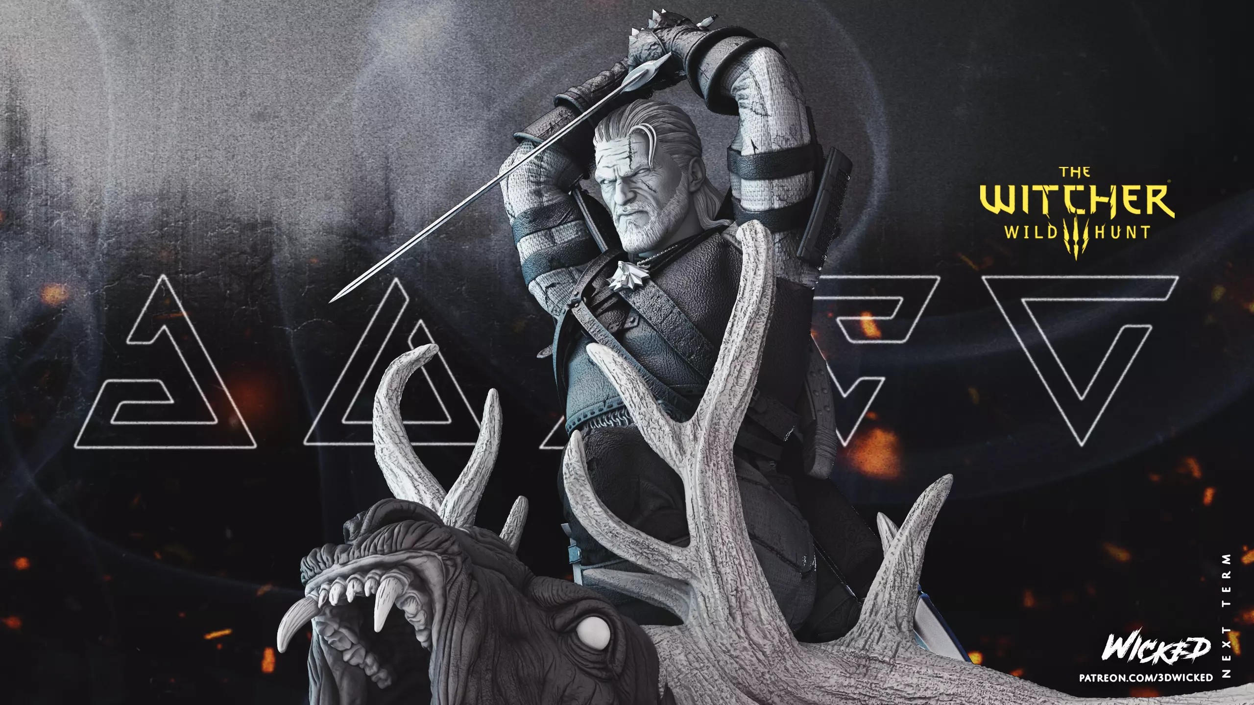 Geralt de Rivia Sculpture Tested for 3D printing 3D print model_0
