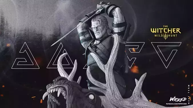 Geralt de Rivia Sculpture Tested for 3D printing 3D print model