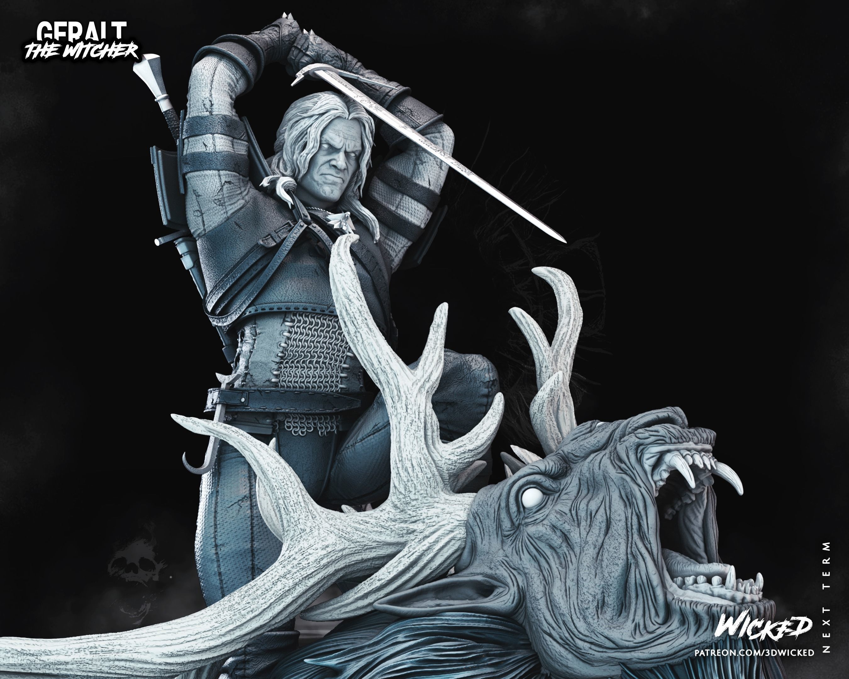 Geralt de Rivia Sculpture Tested for 3D printing 3D print model_23