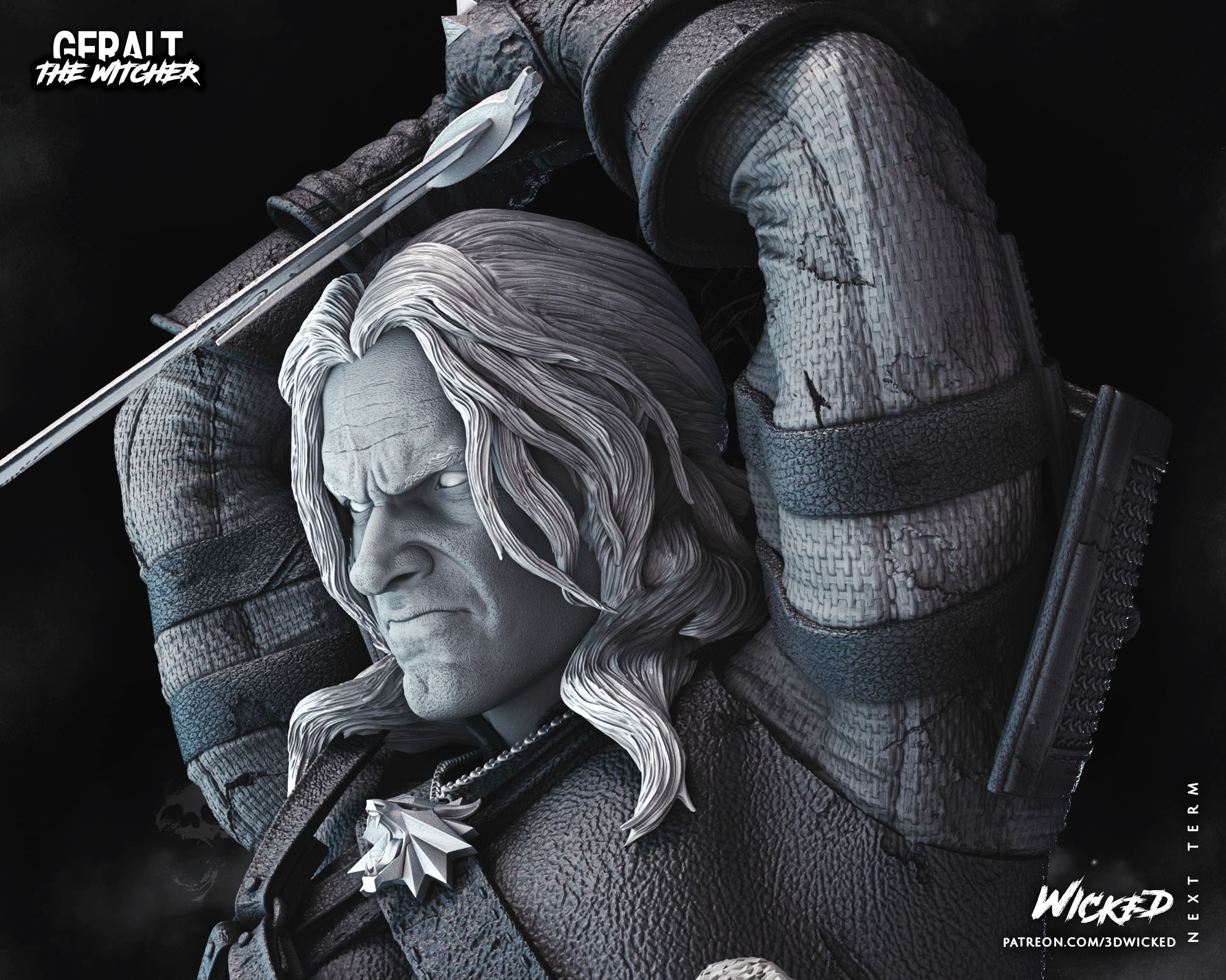 Geralt de Rivia Sculpture Tested for 3D printing 3D print model_35