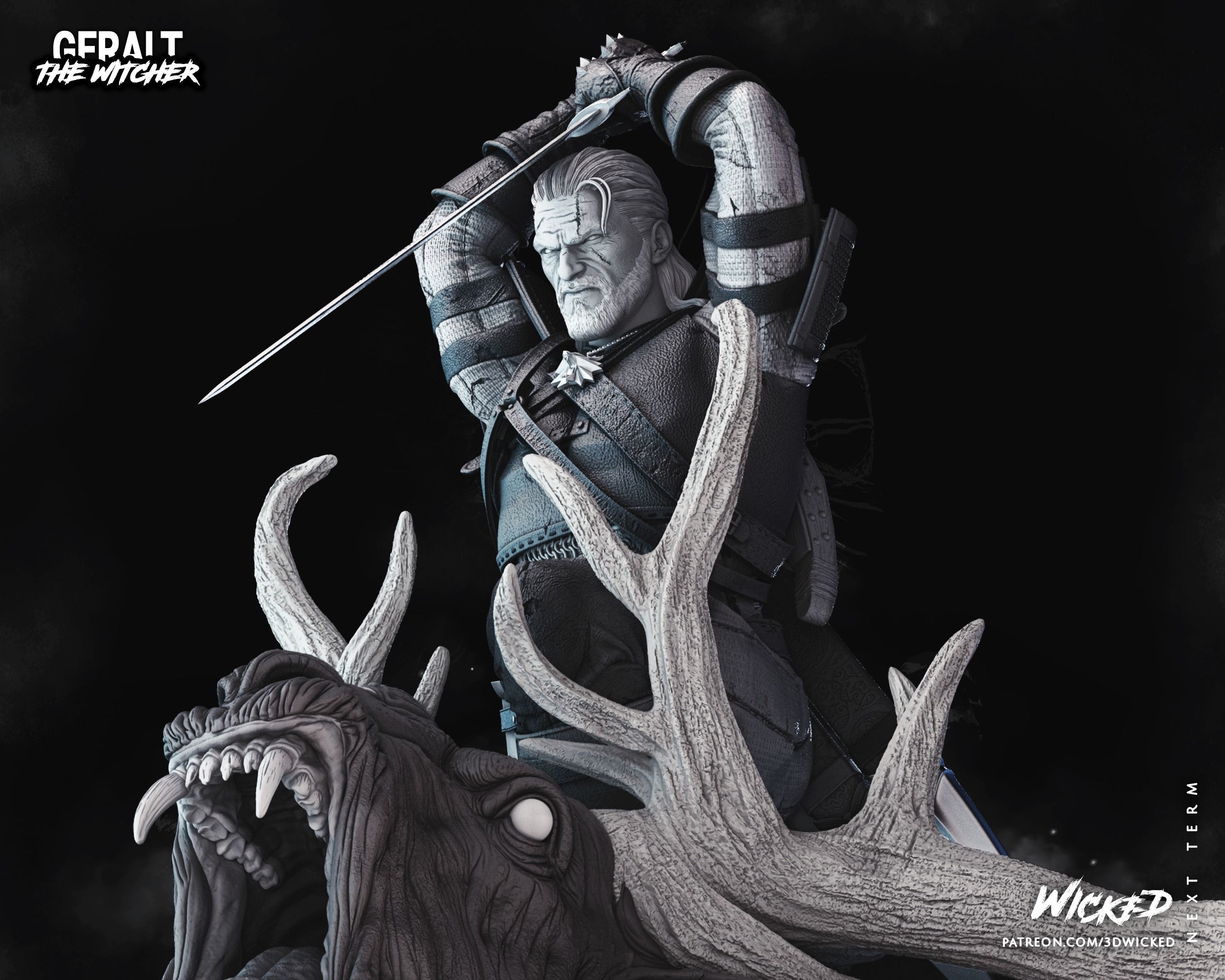 Geralt de Rivia Sculpture Tested for 3D printing 3D print model_16