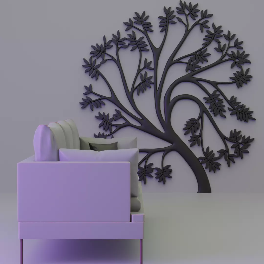 3D printable wall decoration natural tree 3D print model_0