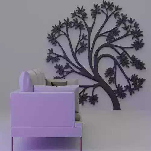 3D printable wall decoration natural tree 3D print model