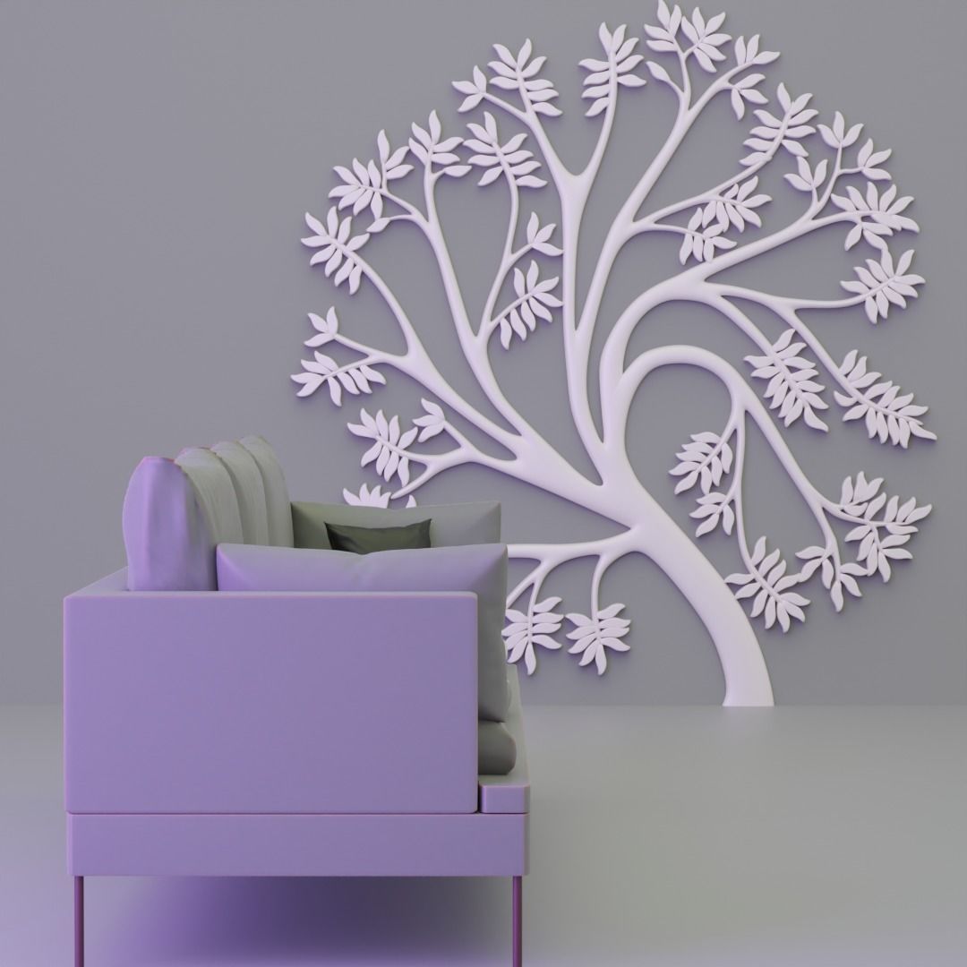 3D printable wall decoration natural tree 3D print model_3