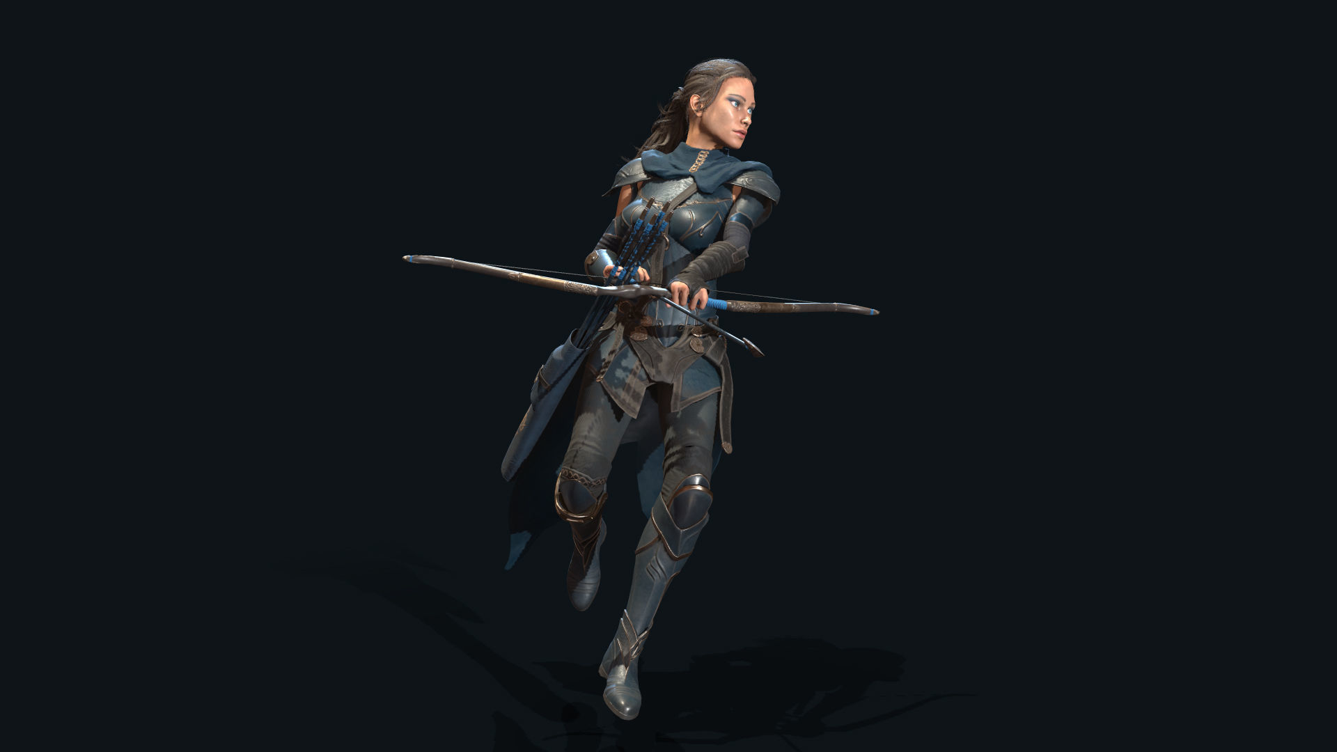 Female Archer Low-poly 3D model_6