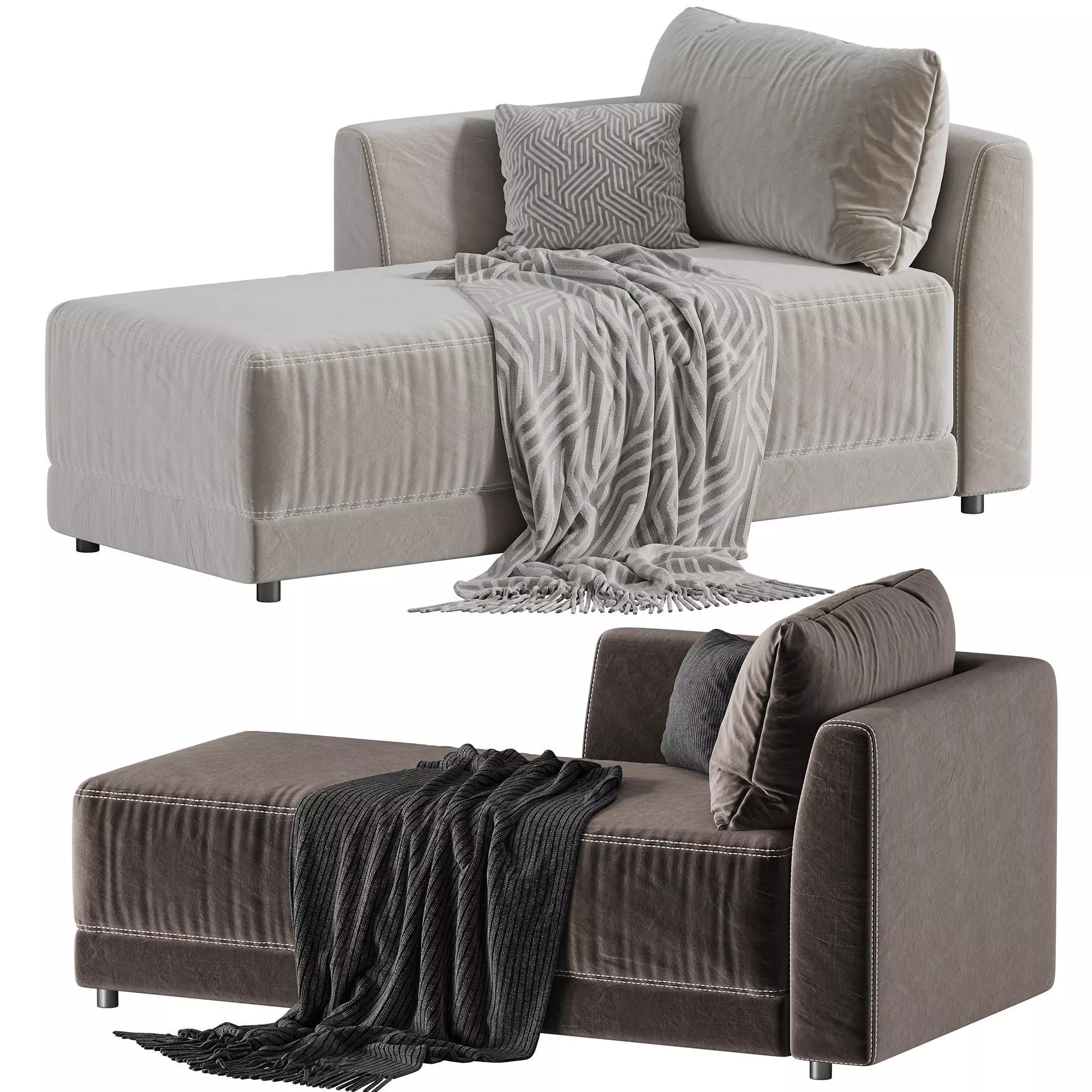 Gather Deep Left Arm Chaise 3D model_0