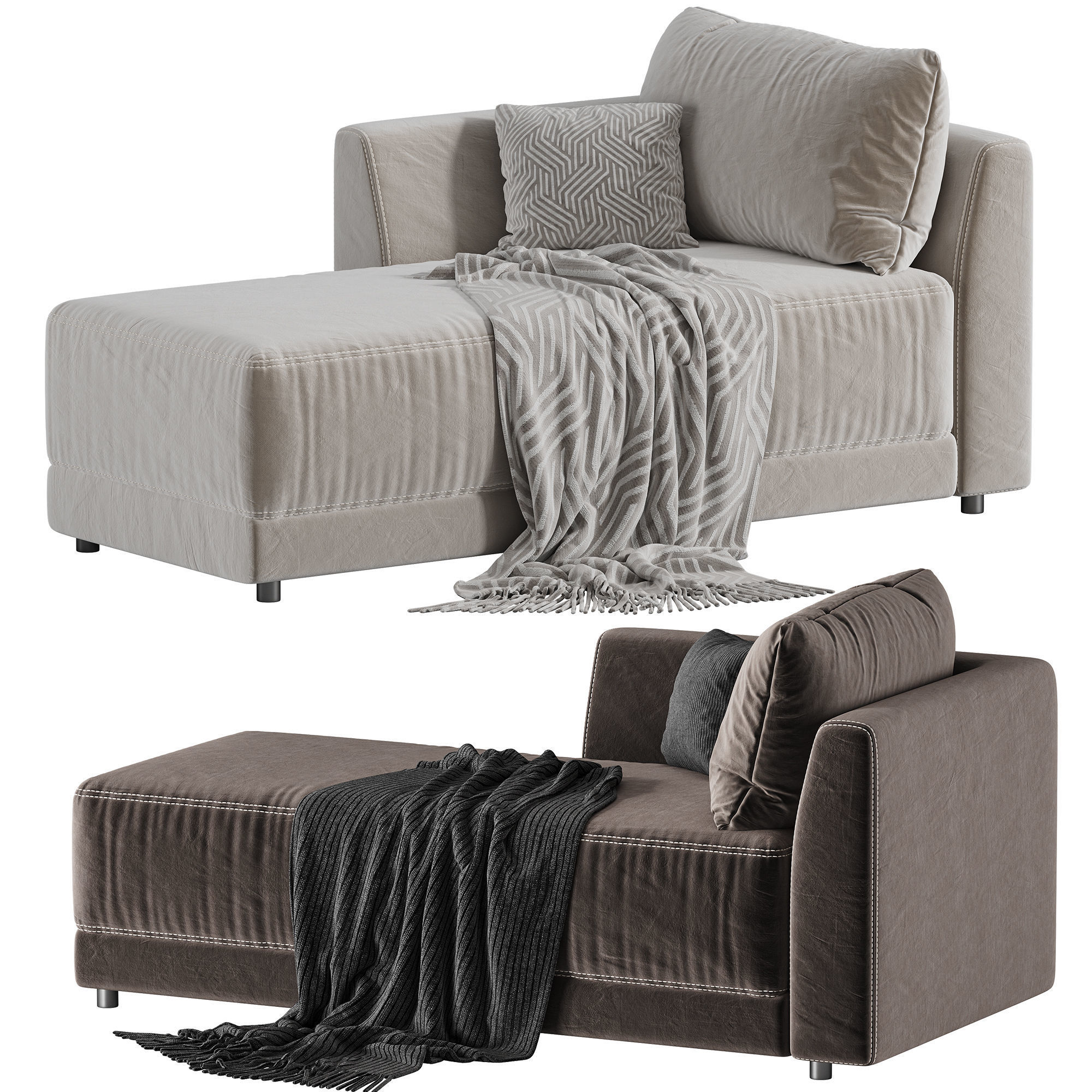 Gather Deep Left Arm Chaise 3D model_4