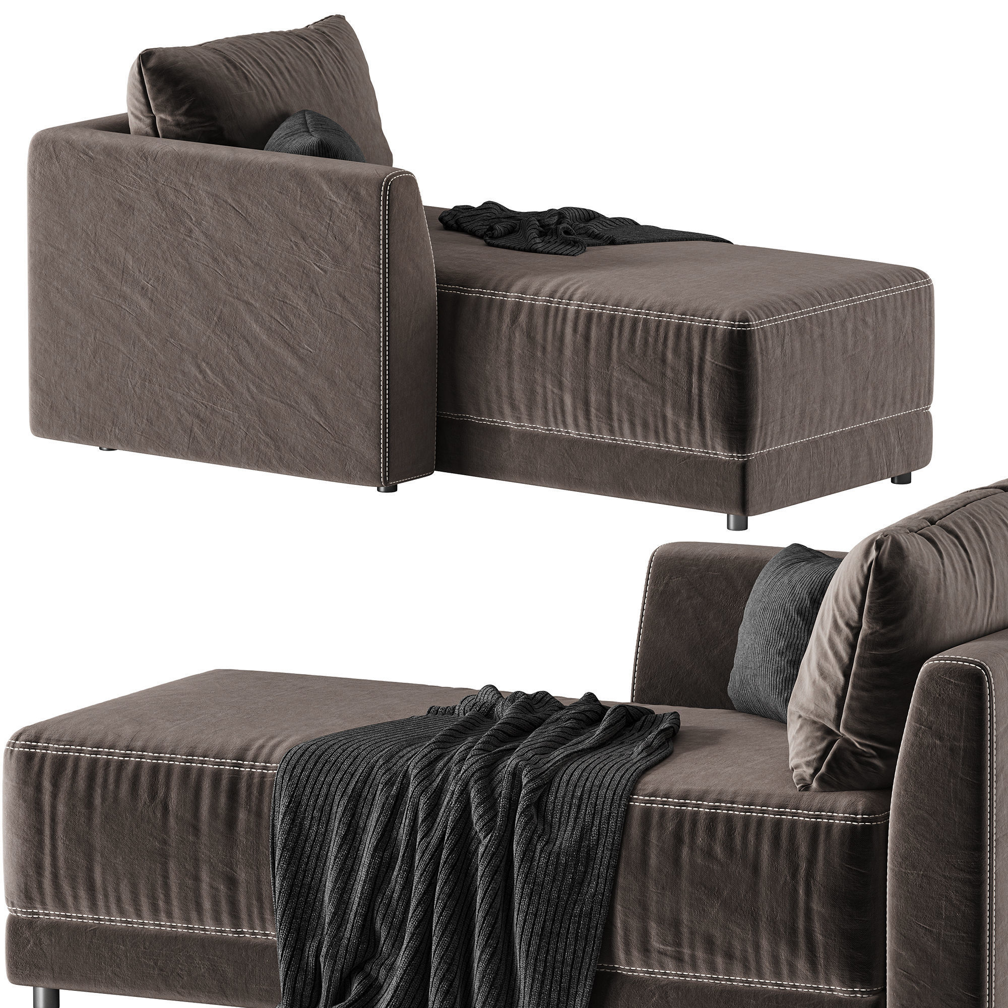 Gather Deep Left Arm Chaise 3D model_6