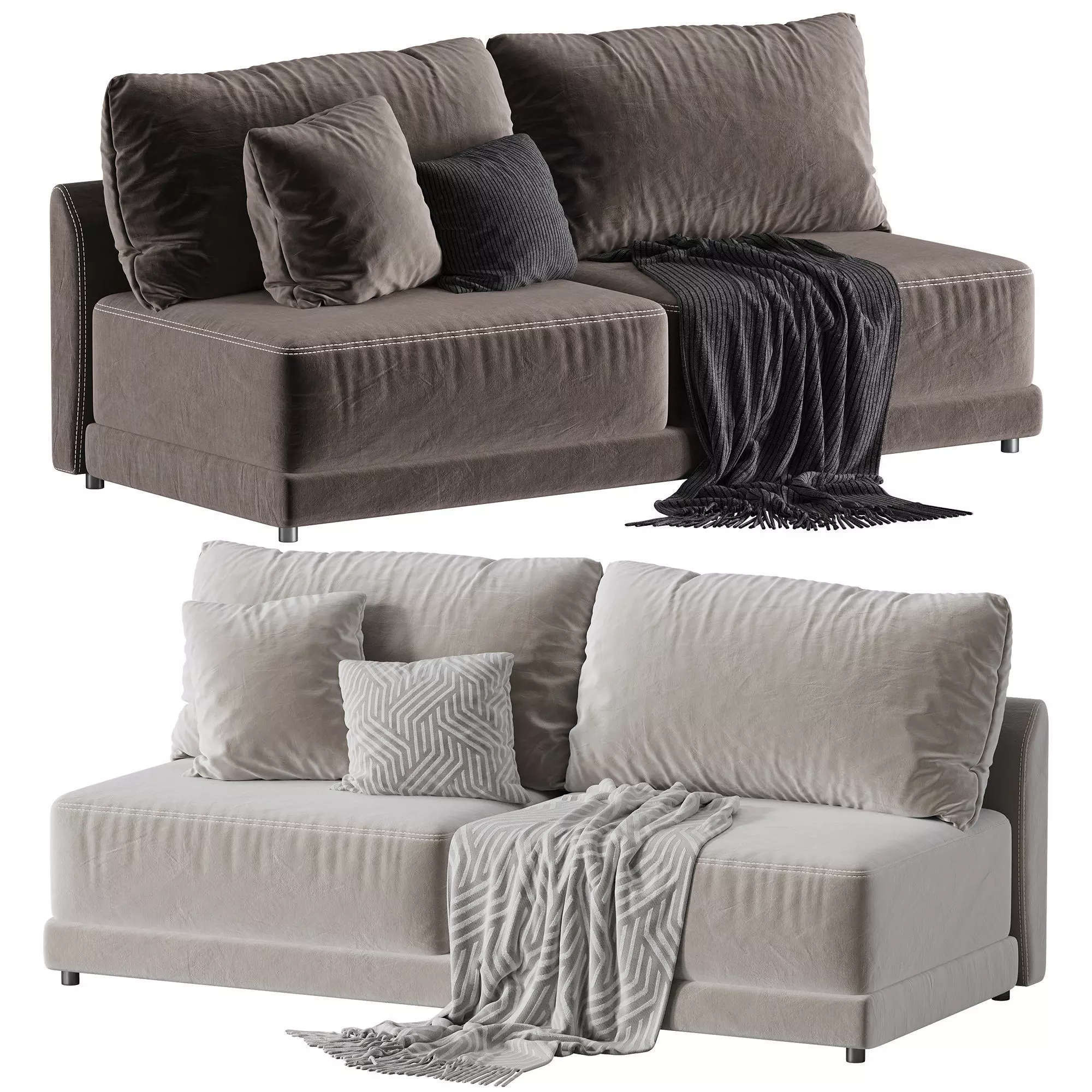 Gather Deep Armless Loveseat 3D model