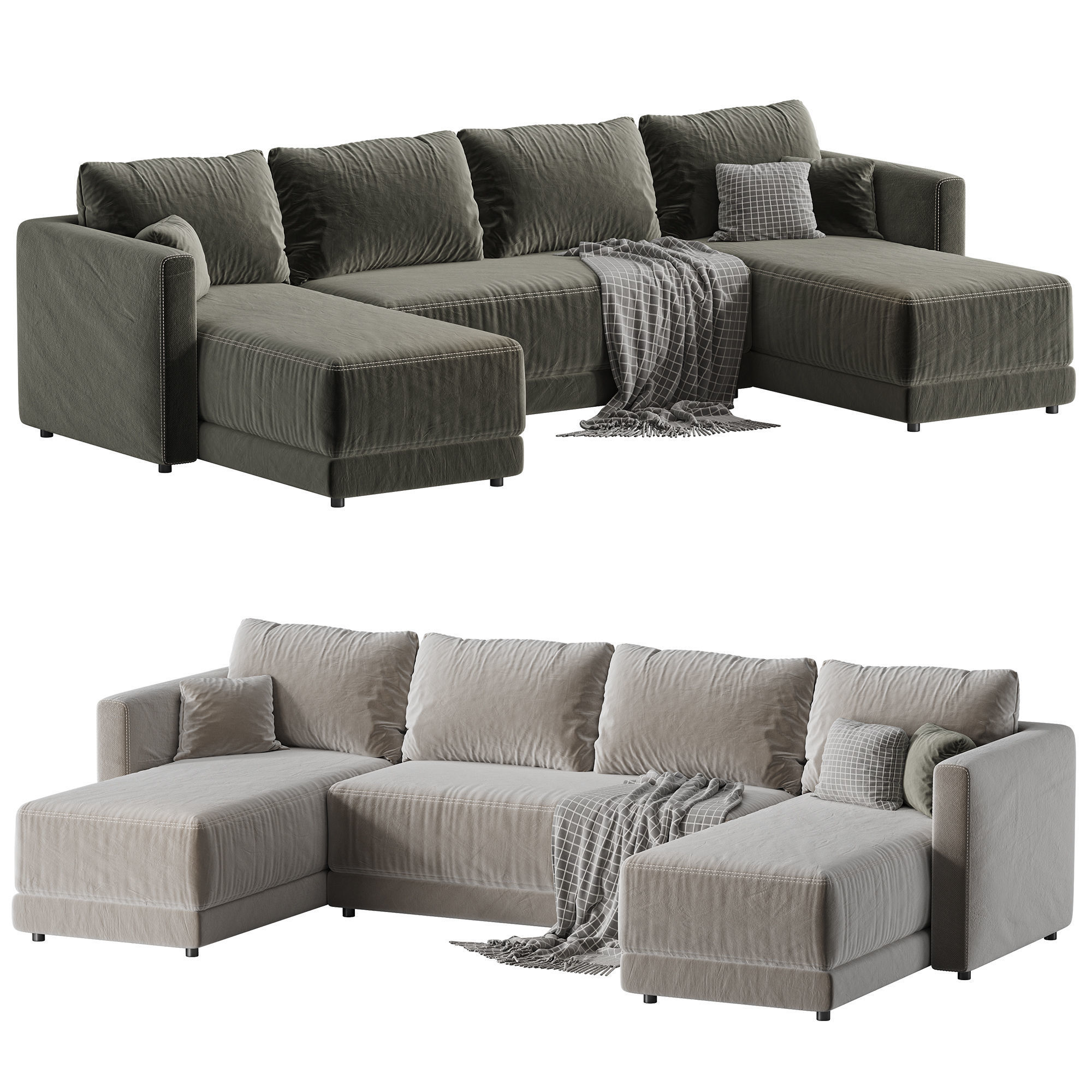 Gather Deep Bench Sectional Sofa 3D model_1