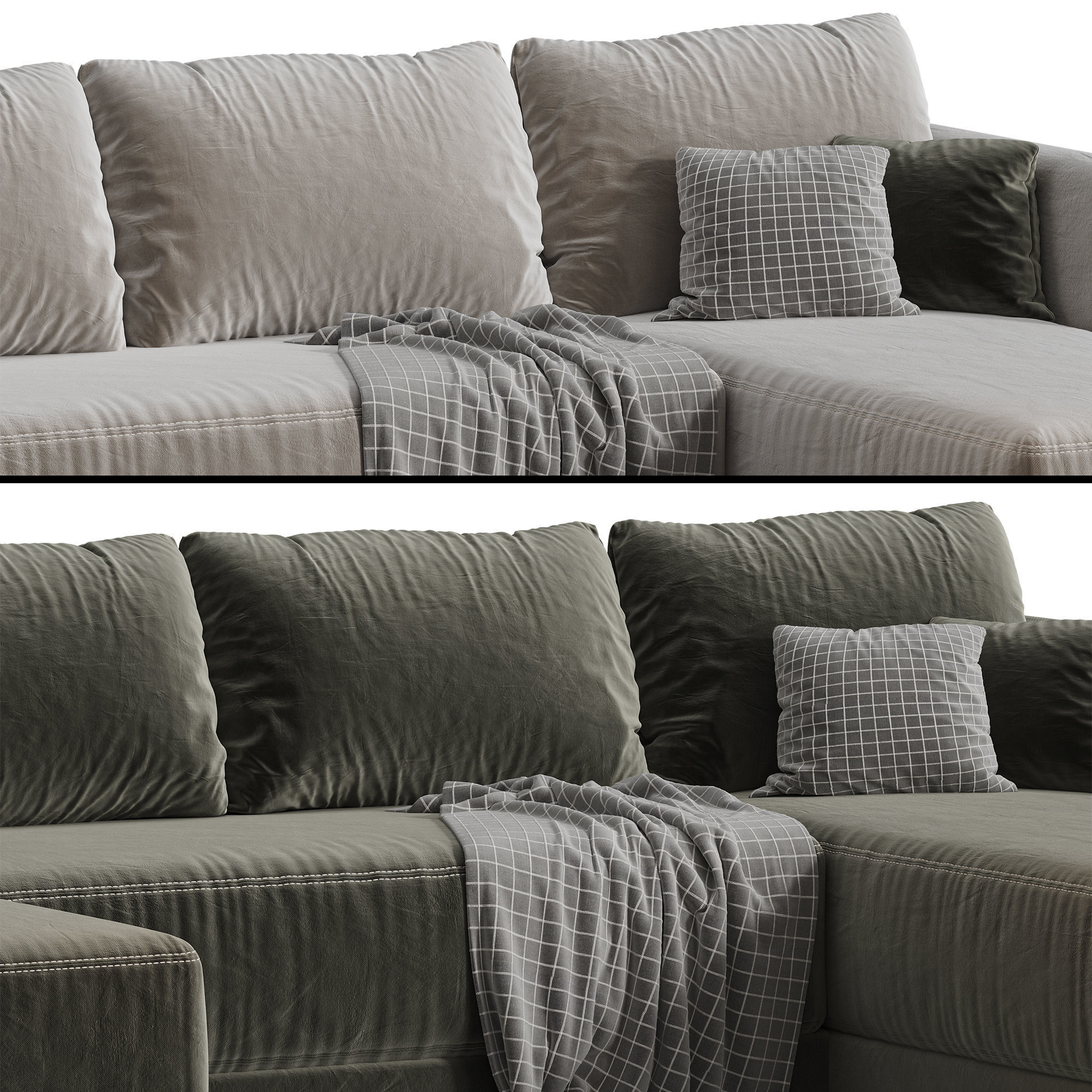 Gather Deep Bench Sectional Sofa 3D model_11
