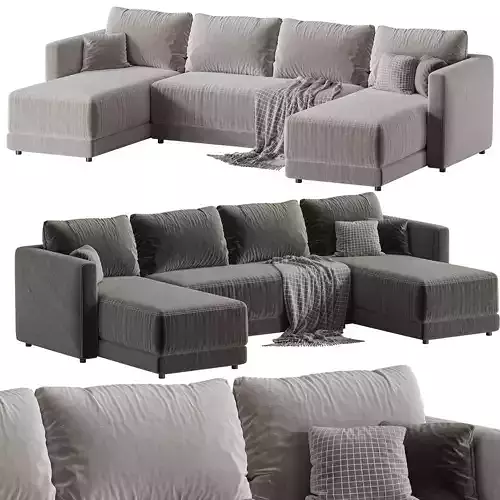 Gather Deep Bench Sectional Sofa 3D model