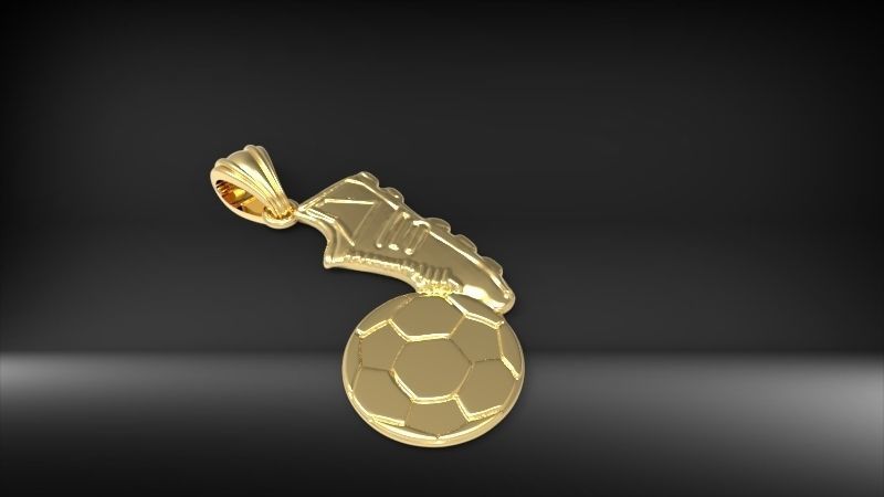 Soccer Shoe and Ball Pendant Necklace Jewelry 3D print model_4