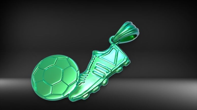Soccer Shoe and Ball Pendant Necklace Jewelry 3D print model_28