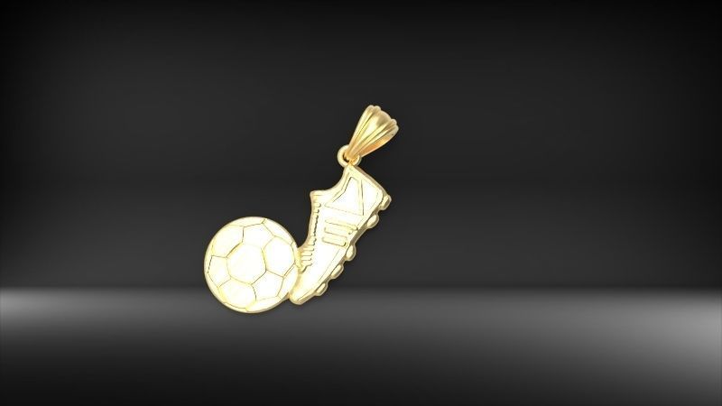 Soccer Shoe and Ball Pendant Necklace Jewelry 3D print model_10