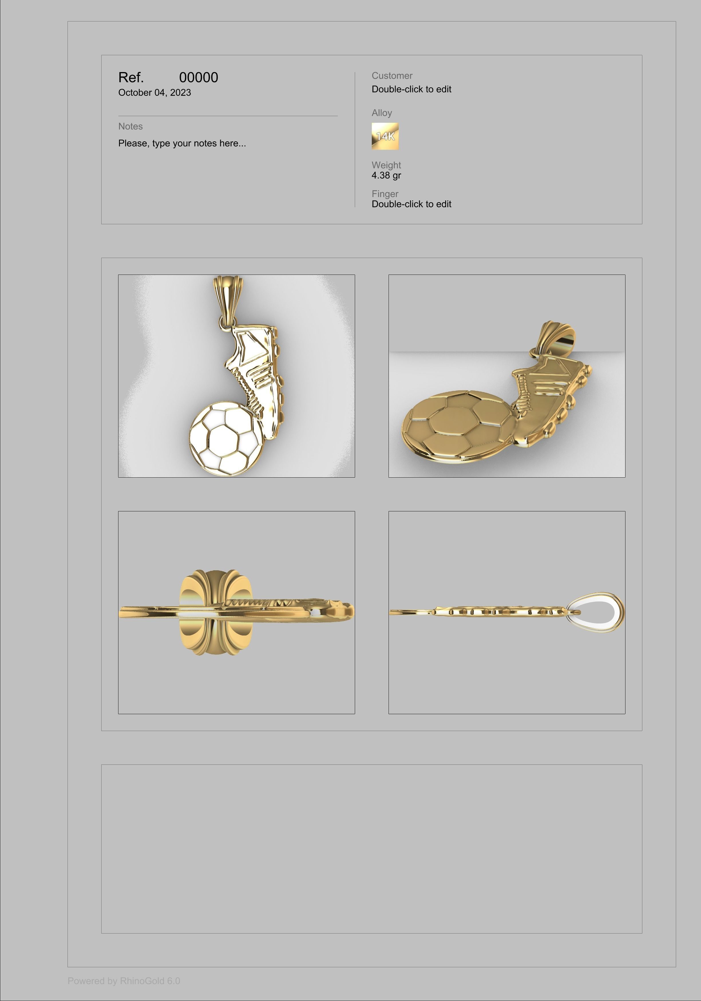 Soccer Shoe and Ball Pendant Necklace Jewelry 3D print model_35