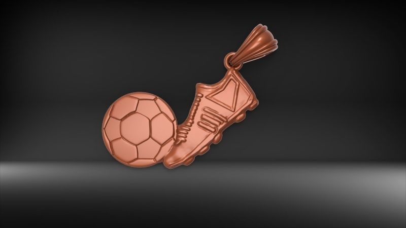 Soccer Shoe and Ball Pendant Necklace Jewelry 3D print model_26