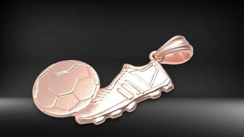 Soccer Shoe and Ball Pendant Necklace Jewelry 3D print model_23
