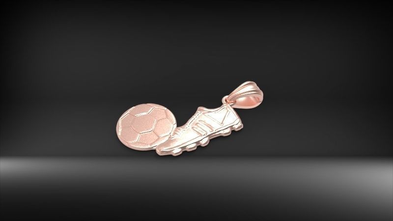 Soccer Shoe and Ball Pendant Necklace Jewelry 3D print model_22