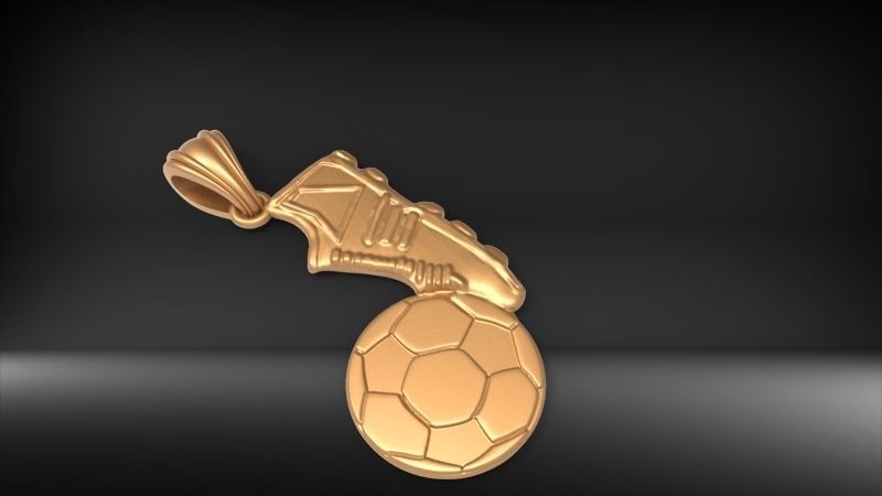Soccer Shoe and Ball Pendant Necklace Jewelry 3D print model_14