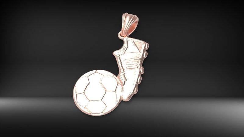 Soccer Shoe and Ball Pendant Necklace Jewelry 3D print model_24
