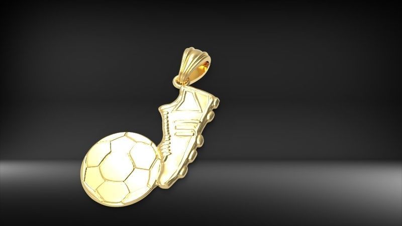 Soccer Shoe and Ball Pendant Necklace Jewelry 3D print model_5