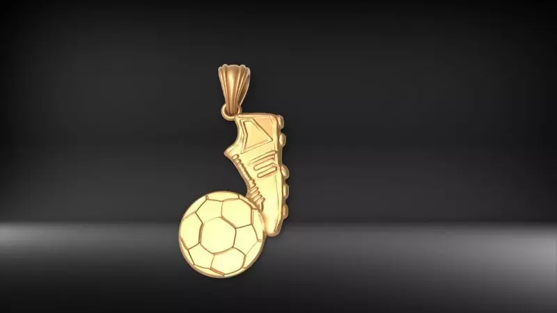 Soccer Shoe and Ball Pendant Necklace Jewelry 3D print model_0