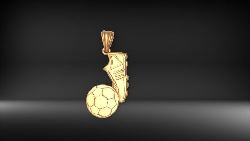 Soccer Shoe and Ball Pendant Necklace Jewelry 3D print model_11