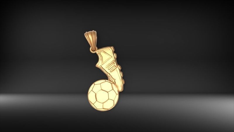Soccer Shoe and Ball Pendant Necklace Jewelry 3D print model_12