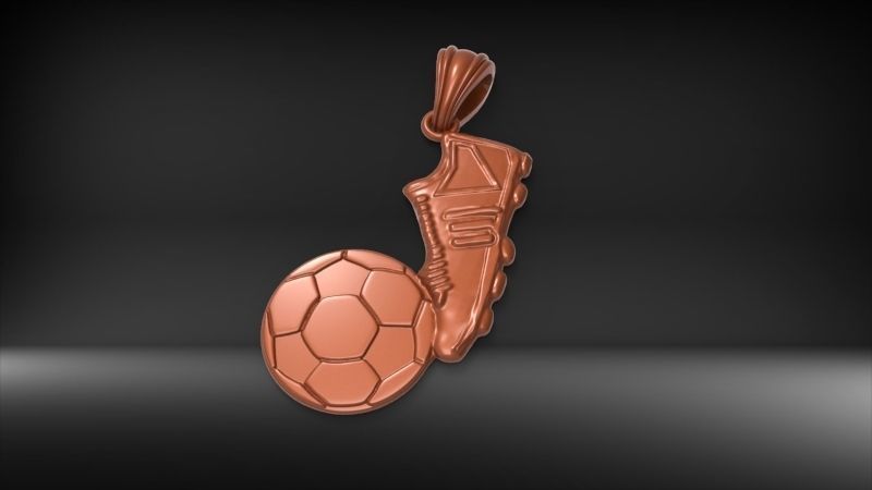 Soccer Shoe and Ball Pendant Necklace Jewelry 3D print model_1