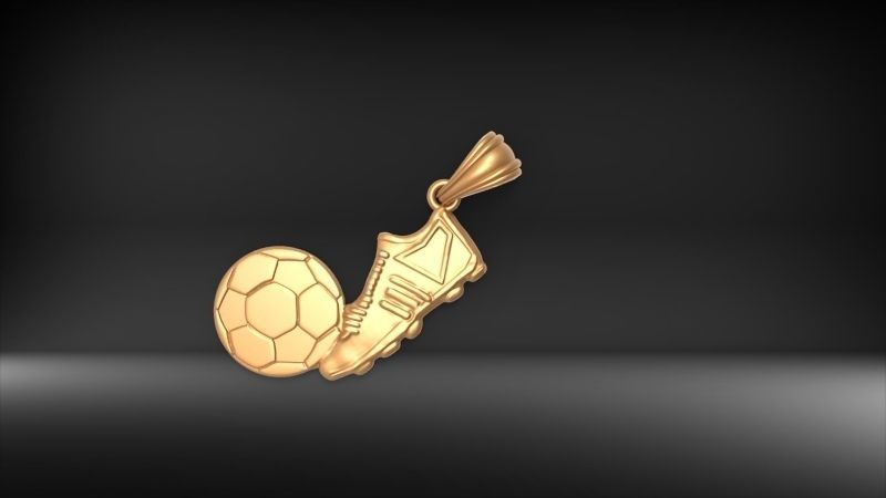 Soccer Shoe and Ball Pendant Necklace Jewelry 3D print model_16