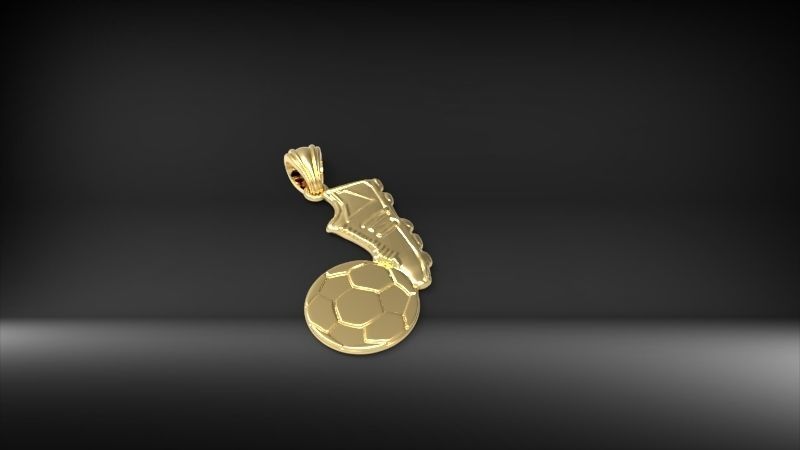 Soccer Shoe and Ball Pendant Necklace Jewelry 3D print model_8