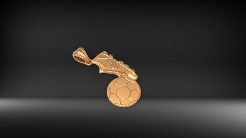Soccer Shoe and Ball Pendant Necklace Jewelry 3D print model_13