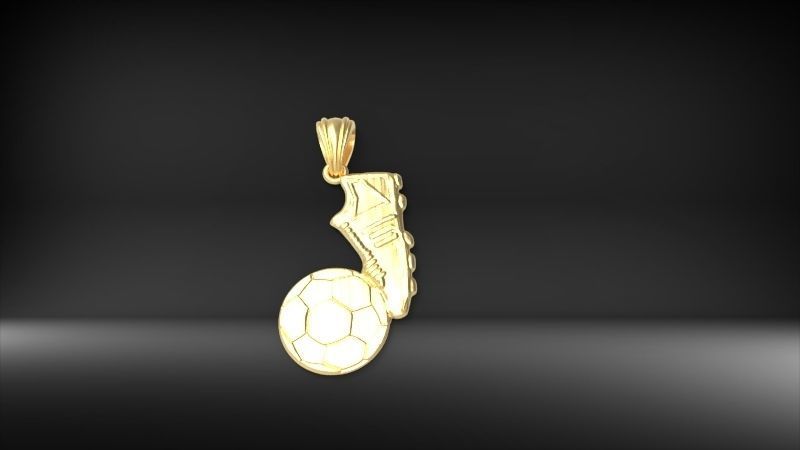 Soccer Shoe and Ball Pendant Necklace Jewelry 3D print model_9