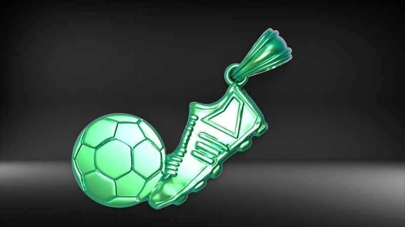Soccer Shoe and Ball Pendant Necklace Jewelry 3D print model_27