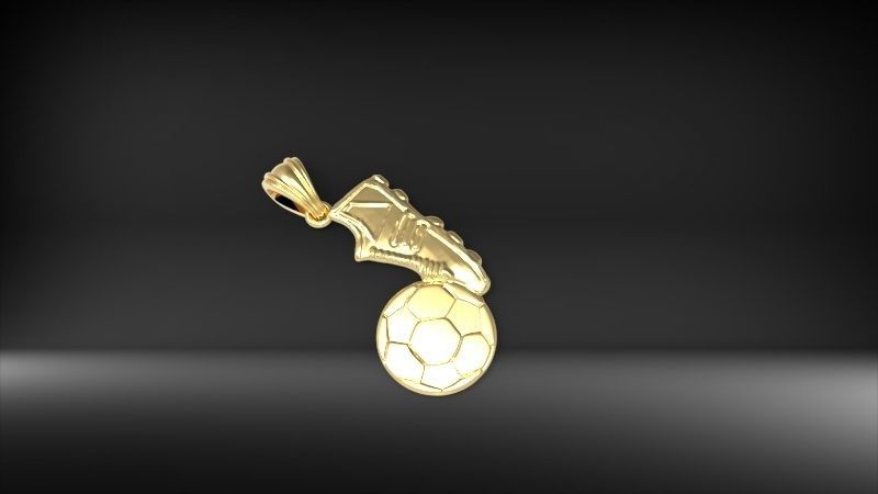 Soccer Shoe and Ball Pendant Necklace Jewelry 3D print model_3