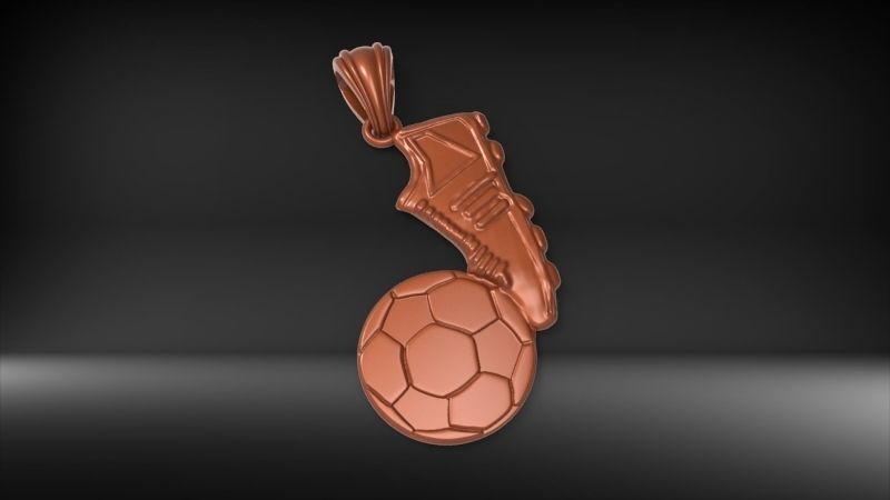 Soccer Shoe and Ball Pendant Necklace Jewelry 3D print model_25
