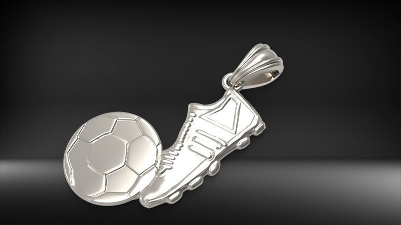 Soccer Shoe and Ball Pendant Necklace Jewelry 3D print model_29