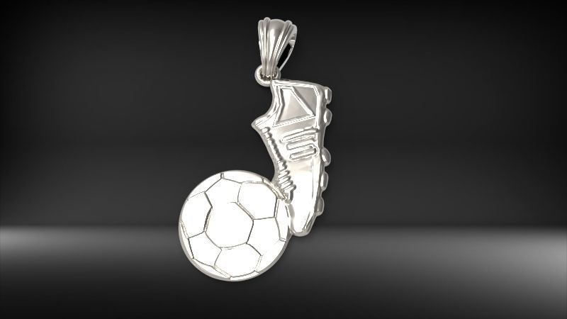 Soccer Shoe and Ball Pendant Necklace Jewelry 3D print model_32