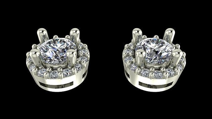 Diamond Earrings 12  STL Jewelry Model for 3D Printing Projects 3D print model
