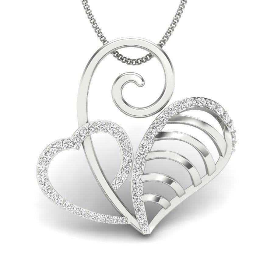 Diamond Heart Love Valentine Pendant renders 3dm details 3D print model_7