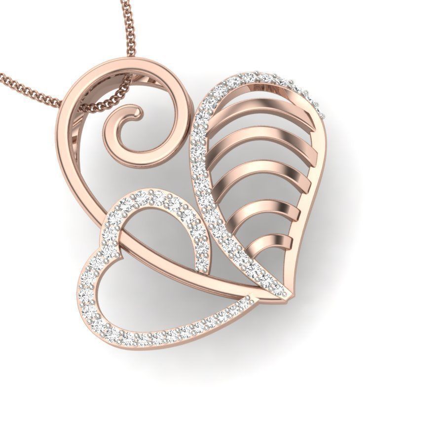 Diamond Heart Love Valentine Pendant renders 3dm details 3D print model_4