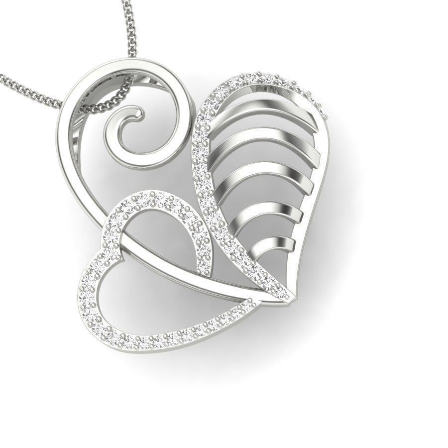 Diamond Heart Love Valentine Pendant renders 3dm details 3D print model_9