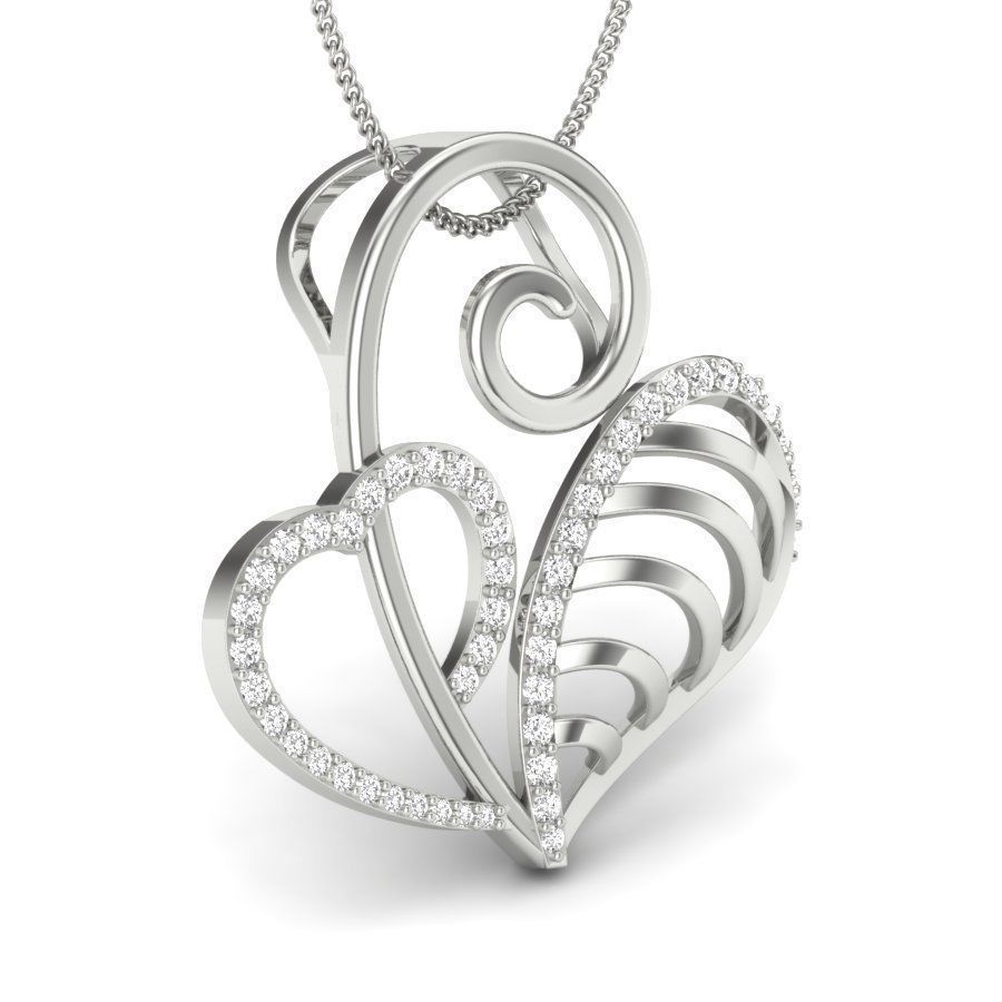 Diamond Heart Love Valentine Pendant renders 3dm details 3D print model_8