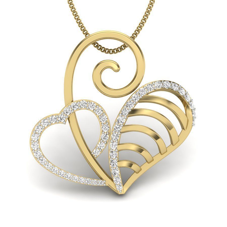 Diamond Heart Love Valentine Pendant renders 3dm details 3D print model_17