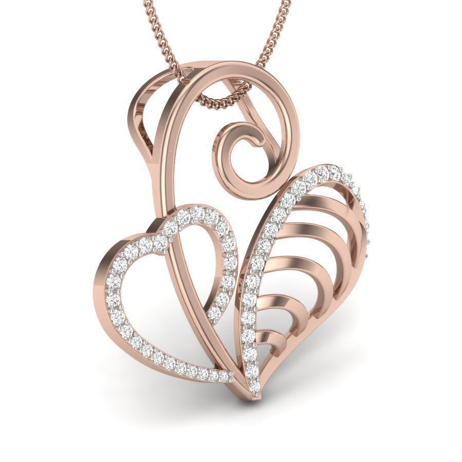 Diamond Heart Love Valentine Pendant renders 3dm details 3D print model_3