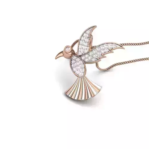Diamond Kingfisher Flying Bird Pendant renders 3dm details