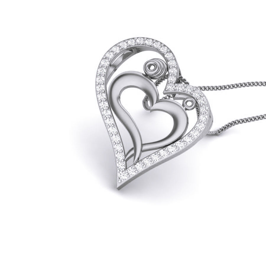 Diamond Heart Love Valentine Pendant renders 3dm details 3D print model_2