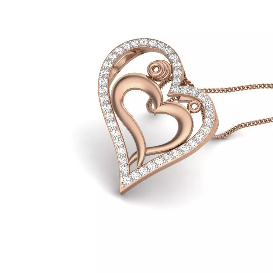 Diamond Heart Love Valentine Pendant renders 3dm details 3D print model_0